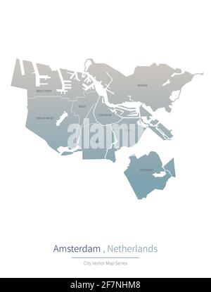 Amsterdam Karte. vektor-Karte der großen Stadt in den niederlanden. Stock Vektor