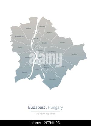 Budapest Karte. vektor-Karte der wichtigsten Stadt in Ungarn. Stock Vektor