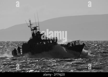 RNLB Jim Moffat (14-38), ein Rettungsboot der Trent-Klasse, das von der Royal National Lifeboat Institution (RNLI) in Ayr während der Scottish Airshow 2015 betrieben wird Stockfoto