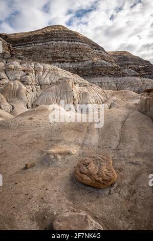 Hoodoos in den Badlands von Alberta in der Nähe von Drumheller. Stockfoto