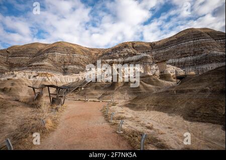 Hoodoos in den Badlands von Alberta in der Nähe von Drumheller. Stockfoto