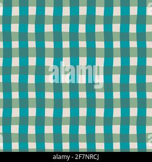 Jade, türkis und greige kariert, ein Oberflächenmuster aus durchkreuzte Linien in trendigen beruhigenden Ruhe- und Bodentönen für Dekor, Web und Druck. Stock Vektor