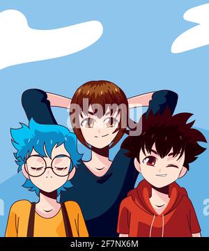 Jungen im Manga-Stil Stock Vektor