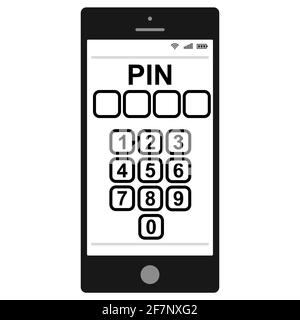 Eingabe eines PIN-Codes auf einem Smartphone, Vektor-PIN-Code persönliche Identifikationsnummer zum Schutz personenbezogener Daten Stock Vektor