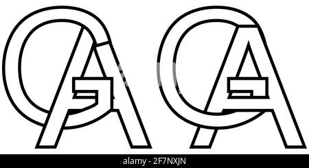 Logo Zeichen ga ag Symbol Zeichen Zeilensprungbuchstaben a, g Vektor Logo ga, ag erste Großbuchstaben Muster Alphabet g, a Stock Vektor