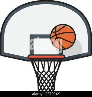 Reifen mit Lüfter-Backboard und Kugel isoliert Vektor-Illustration für Basketball-Tag am 6. November Stock Vektor