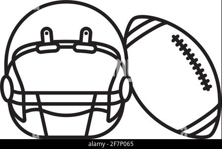 Fußball-Ei und Helm Vektor-Linie Symbol für American Football Tag am 5. November Stock Vektor