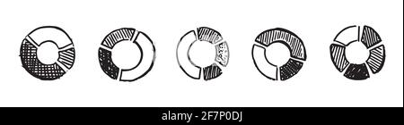 Symbole für Diagramme und Diagramme, von Hand gezeichnet festlegen. Vektor Stockfoto