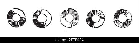Symbole für Diagramme und Diagramme, von Hand gezeichnet festlegen. Vektor Stockfoto