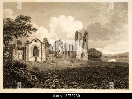 1805 Originalstich von Lincluden Collegiate Church ruiniert C12. Religiöses Haus, Kirkcudbrightshire, aus 1811 Ansichten in Nordbritanien, illustrativ Stockfoto