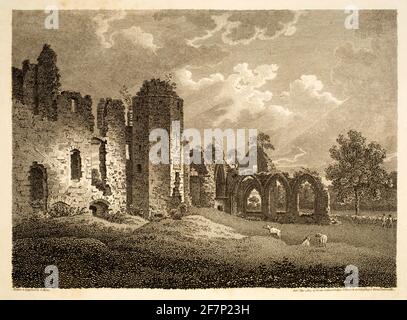 Ill1430 1805 Originalgravur der Laincluden Collegiate Church ruiniert C12. Religiöses Haus, Kirkcudbrightshire, aus 1811 Ansichten in Nordenbritannien, Abb. Stockfoto