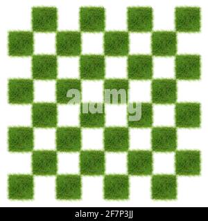 Green Grass Schachbrett isoliert auf weißem Hintergrund - Top Anzeigen Stockfoto