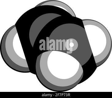 Ethylen (Ethylen)-Molekül. Verwendet bei der Herstellung von Polyethylen, aber auch wichtig als Pflanzenhormon. 3D-Rendering. Atome werden als Kugeln w dargestellt Stock Vektor