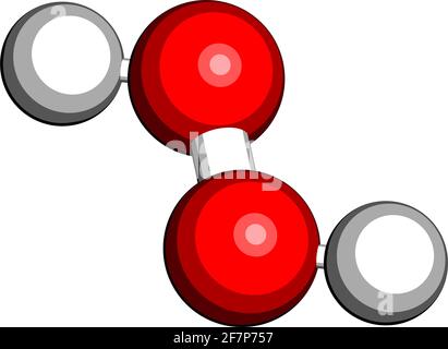 Wasserstoffperoxid-Molekül. Reaktive Sauerstoffspezies (ROS). Verwendet als Bleichmittel, Desinfektionsmittel, chemisches Reagenz usw. 3D-Rendering. Atome sind repre Stock Vektor