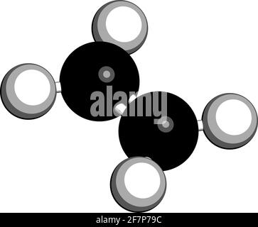 Ethylen (Ethylen)-Molekül. Verwendet bei der Herstellung von Polyethylen, aber auch wichtig als Pflanzenhormon. 3D-Rendering. Atome werden als Kugeln w dargestellt Stock Vektor