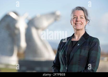 Glasgow, Schottland, Großbritannien. April 2021. IM BILD: Lynne Anderson, Alba-Parteikandidatin für die Region Zentralschottland. Quelle: Colin Fisher/Alamy Live News Stockfoto