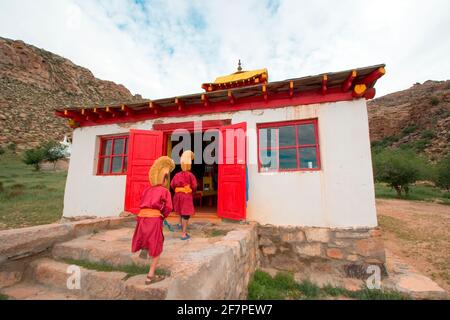 Abgelegener mongolischer Klassenraum, fotografiert im Hogno Han Tal Mongolei Stockfoto