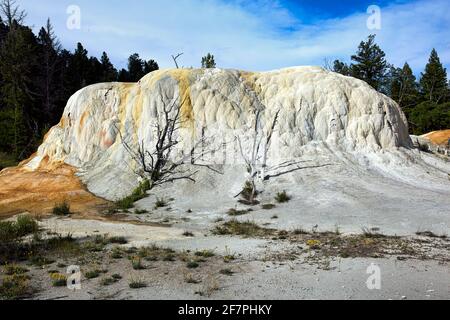 Orange Spring Mound an den Mammoth Hot Springs. Yellowstone-Nationalpark. Wyoming. USA. Stockfoto