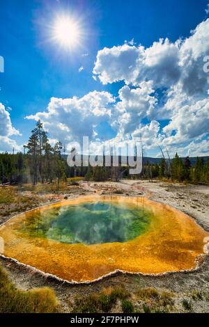 Morning Glory Pool im Yellowstone National Park. Wyoming. USA. Stockfoto