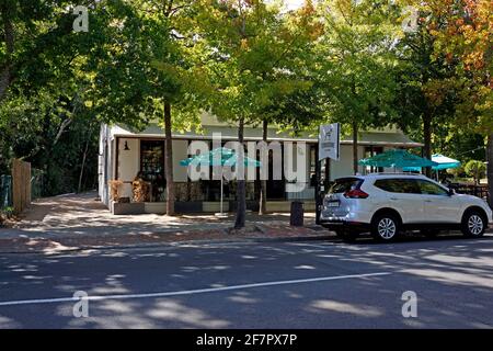 Terbodore Cafe in Franschhoek, Cape Winelands, Südafrika. Stockfoto