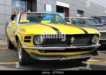 Kiew, Ukraine - 11. September 2011: 1970 Ford Mustang Boss 302. Heiße Räder Stockfoto