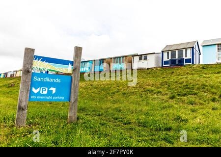 Sandilands Strandhütten, Sandilands Chalets, Strandhütten, Chalets, Sandilands, Sutton on Sea, Lincolnshire, Großbritannien, Sandilands Chalets, Sandilands Beach Stockfoto