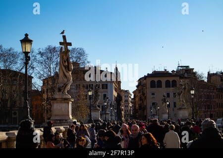 Ponte de Sant'Angelo, Lungotevere Castello, Roma, Italien Stockfoto