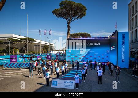 Rom, Italien. April 2021. UNICEF-Bild mit allen Fahrern während des Rome ePrix 2021, 3. Runde der Formel-E-Weltmeisterschaft 2020-21, auf dem Circuito Cittadino dell'EUR vom 9. Bis 11. April in Rom, Italien - Photo Germain Hazard/DPPI/LiveMedia Credit: Independent Photo Agency/Alamy Live News Stockfoto