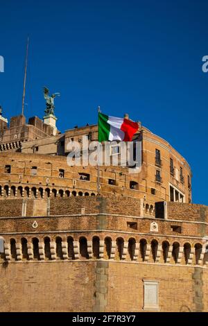 Blick auf Castel Sant'Angelo, Lungotevere Castello, Roma, Italien Stockfoto