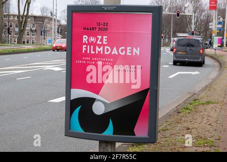 Plakatwand Roze Filmdagen In Amsterdam, Niederlande 19-3-2020 Stockfoto