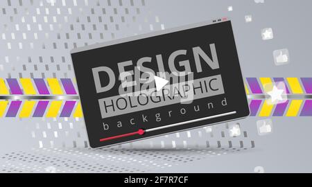 Banner-Vorlage für Online-Videoplattform mit Kopf- oder Fußzeile und Kopierbereich. Digital Business Promotion, Videowerbung - Social Media Marketing. Abstra Stock Vektor