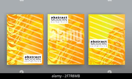 Gelb und Silber abstrakt futuristischen Vorlagen Set, moderne kreative Vektor-Muster-Design für Web-und Print-Dekoration, Sommer Vibes, Luxus minimal Stock Vektor