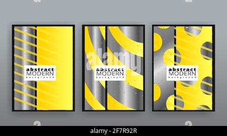 Gelb und Silber abstrakt futuristischen Vorlagen Set, moderne kreative Vektor-Muster-Design für Web-und Print-Dekoration, Sommer Vibes, Luxus minimal Stock Vektor