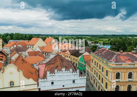 Altstadt von Trebon, Tschechische Republik. Stockfoto