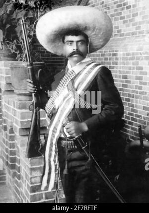 Emiliano Zapata. Porträt des mexikanischen Revolutionsgenerals Emiliano Zapata Salazar (1879-1919) während der mexikanischen Revolution, Bain News Service, 1911 Stockfoto