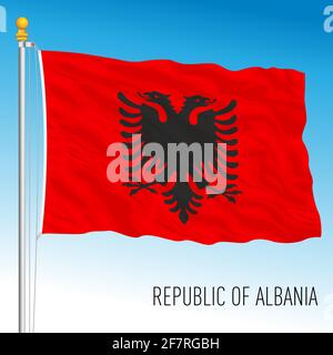 Offizielle Nationalflagge Albaniens, Vektorgrafik Stock Vektor