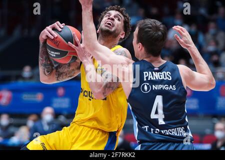 09-04-2021: Basketbal: BC Zenit Saint Petersburg / Maccabi Tel Aviv: Sint Petersburg SAINT PETERSBURG, RUSSLAND - 9. APRIL: Scottie Wilbekin von BC Maccab Stockfoto