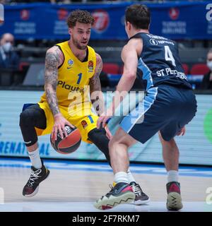 09-04-2021: Basketbal: BC Zenit Saint Petersburg / Maccabi Tel Aviv: Sint Petersburg SAINT PETERSBURG, RUSSLAND - 9. APRIL: Scottie Wilbekin von BC Maccab Stockfoto