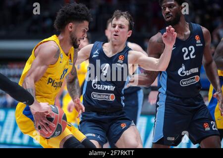 09-04-2021: Basketbal: BC Zenit Saint Petersburg / Maccabi Tel Aviv: Sint Petersburg SAINT PETERSBURG, RUSSLAND - 9. APRIL: Tyler Dorsey von BC Maccabi Te Stockfoto