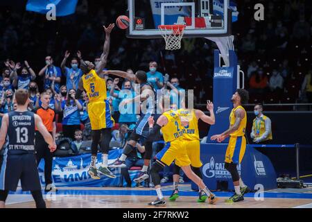 09-04-2021: Basketbal: BC Zenit Saint Petersburg / Maccabi Tel Aviv: Sint Petersburg SAINT PETERSBURG, RUSSLAND - 9. APRIL: Othello Hunter von BC Maccabi Stockfoto