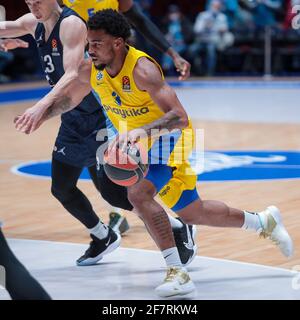 09-04-2021: Basketbal: BC Zenit Saint Petersburg / Maccabi Tel Aviv: Sint Petersburg SAINT PETERSBURG, RUSSLAND - 9. APRIL: Chris Jones von BC Maccabi Tel Stockfoto