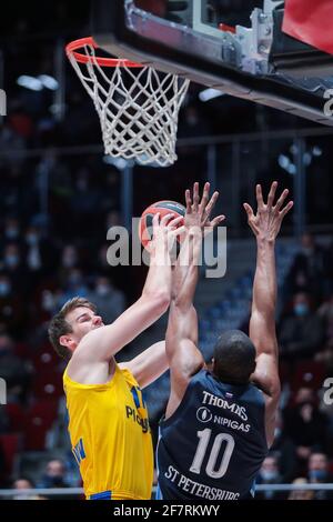 09-04-2021: Basketbal: BC Zenit Saint Petersburg / Maccabi Tel Aviv: Sint Petersburg SAINT PETERSBURG, RUSSLAND - 9. APRIL: Dragan Bender von BC Maccabi T Stockfoto