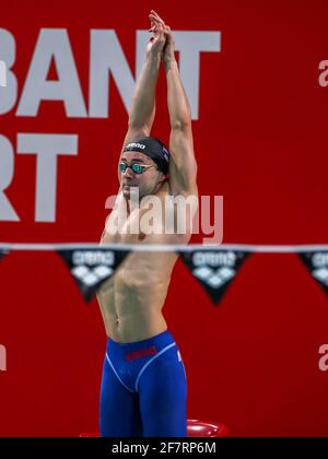 EINDHOVEN, NIEDERLANDE - APRIL 9: Arno Kamminga aus den Niederlanden startet beim 50-m-Brustfinale der Herren während der Eindhoven Qualification Mee Stockfoto