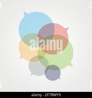 Bunte Sprechblasen. Konzept von Kommunikation, Chat, Konversation. Vektorgrafik, flaches Design Stock Vektor