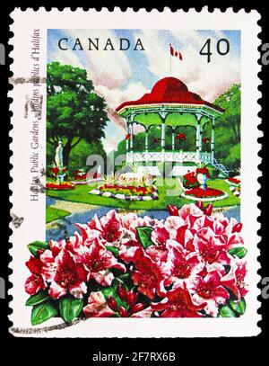 MOSKAU, RUSSLAND - 17. JANUAR 2021: Die in Kanada gedruckte Briefmarke zeigt Halifax, Public Gardens Serie, um 1991 Stockfoto