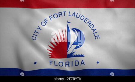 Fort Lauderdale, Florida Flagge winkt im Wind. 3d-Illustration Stockfoto