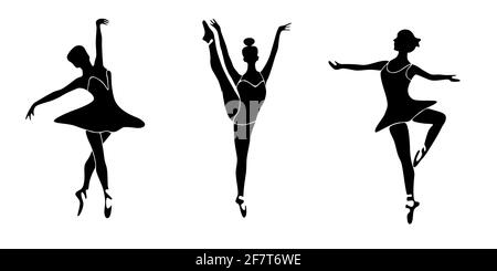 Set von Balletttänzern Silhouetten. Vektorgrafik in Schwarz Stock Vektor