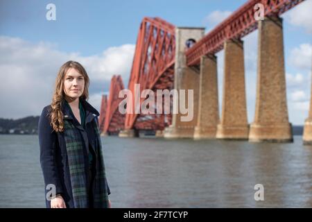 South Queensferry, Schottland, Großbritannien. April 2021. IM BILD: Christina Hendry, Alba-Parteikandidatin für die Region Lothian. Quelle: Colin Fisher/Alamy Live News Stockfoto