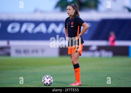 MARBELLA, SPANIEN - 9. APRIL: Lieke Martens aus den Niederlanden beim Freundschaftsspiel der Frauen-Internationale zwischen Spanien und den Niederlanden im Estadio Munic Stockfoto