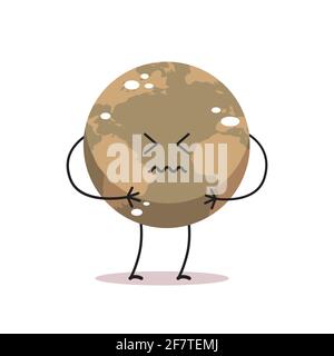 Vergiftete Erde Charakter Luftverschmutzung Cartoon Maskottchen Globus Persönlichkeit Natur Umweltgefahr schmutzige Produktion rettet Planet Konzept isoliert Stock Vektor